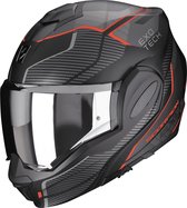 Scorpion EXO-TECH EVO ANIMO Matt Black-Red - Maat M - Integraal helm - Scooter helm - Motorhelm - Zwart