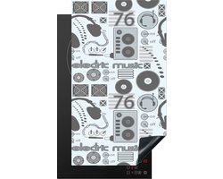 KitchenYeah® Inductie beschermer 30x52 cm - DJ - Koptelefoon - Vintage - Tekening - Design - Kookplaataccessoires - Afdekplaat voor kookplaat - Inductiebeschermer - Inductiemat - Inductieplaat mat