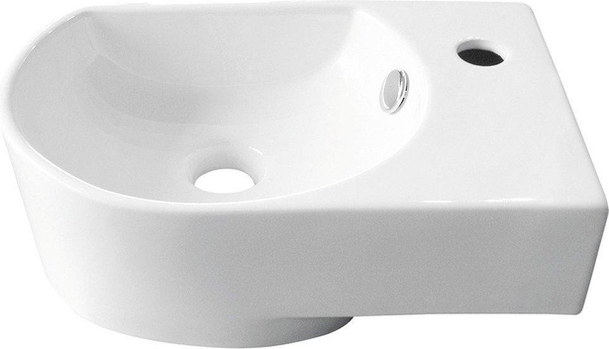 Nemo Go Flexy handenwasser rechts 41x27x14,2 cm porselein wit 1 kraangat