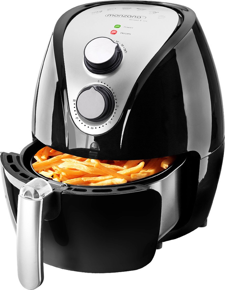 Monzana Heteluchtfriteuse - 3,6L anti-aanbaklaag 9in1 Functie - Zwart