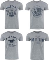 Lot de 4 t-shirts Mustang pour homme , coupe classique, multicolore, taille 6XL, col rond, imprimé Adultes .