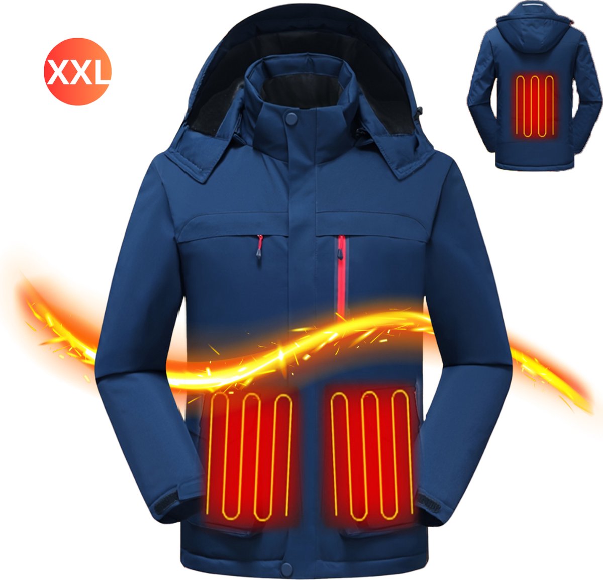 Nivard Verwarmde Jas Heating Jacket Thermo Jas Elektrische Kleding Jas Met Verwarming Extra Comfortabel Heren Blauw