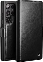 Qialino - Geschikt voor Samsung Galaxy S24 Ultra - Leren bookcase hoes - Zwart