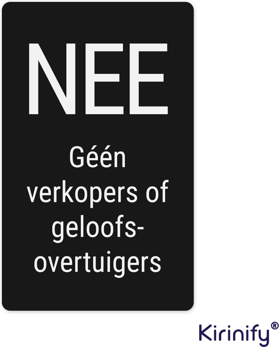 Colportage sticker - Geen verkopers of geloofsovertuigers - Premium kwaliteit - 8 x 5 cm – Mat Zwart