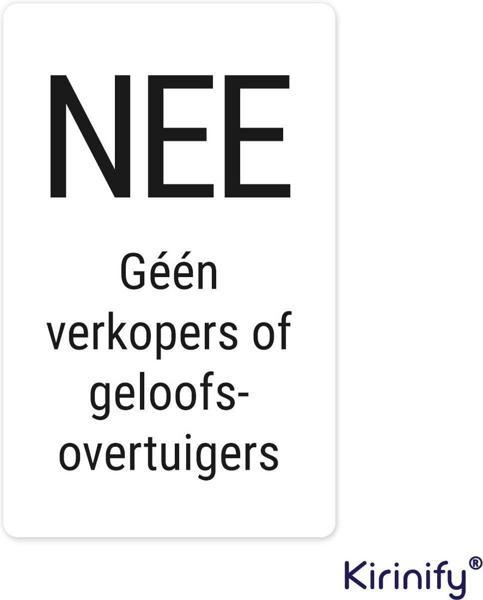 Colportage sticker - Geen verkopers of geloofsovertuigers - Premium kwaliteit - 8 x 5 cm – Wit