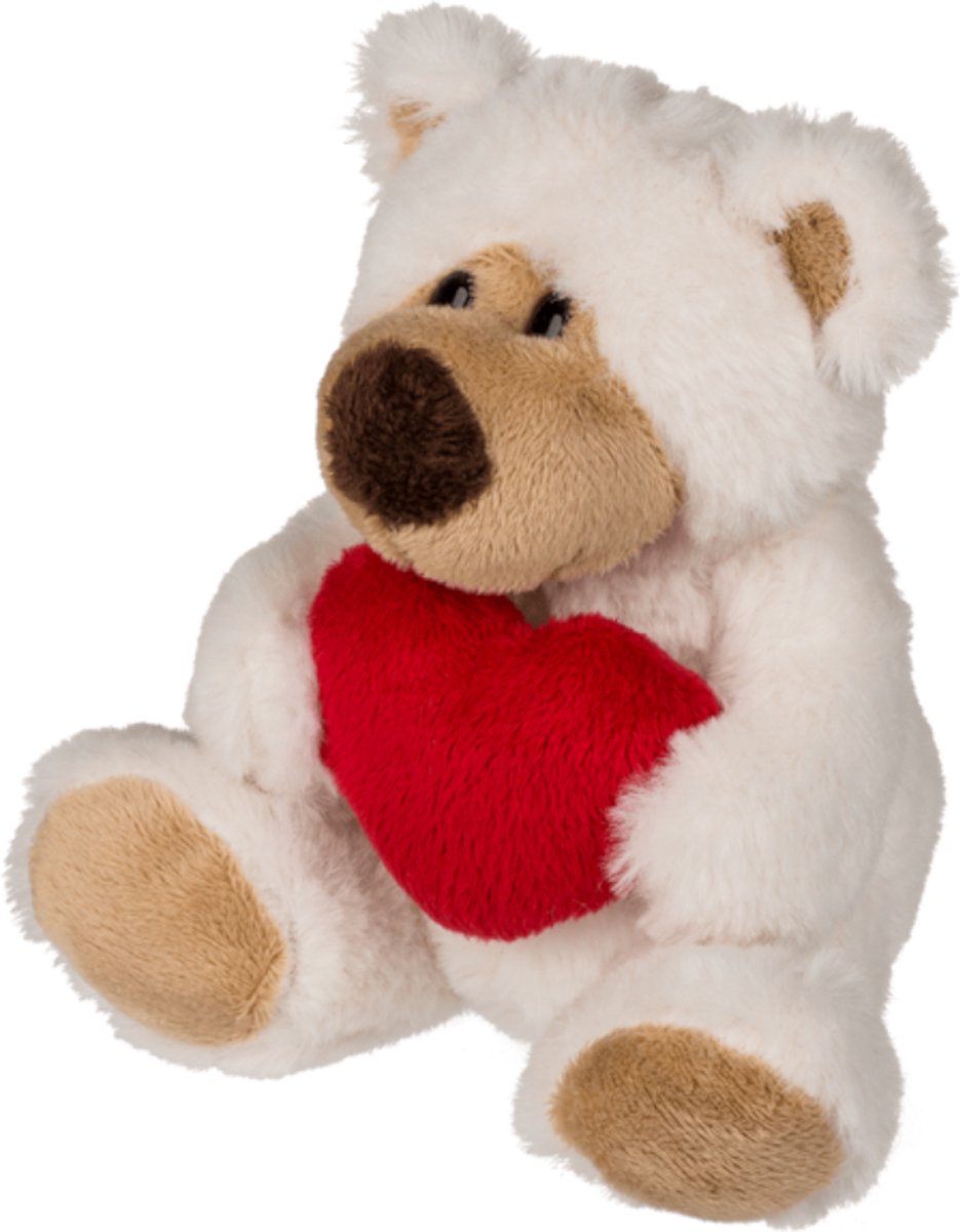 Pluche knuffelbeertje met rood hartje - 15 cm - Valentijnsdag decoratie/cadeau - Liefde — afbeelding 2
