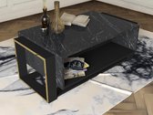 Table basse 1 compartiment - Marbre noir et Look doré - COMEBI L 106,4 cm x H 40,4 cm x P 60 cm