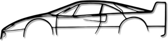 Ferrari F40 - Silhouette - Metaalkunst - Goud - 60 x 15 cm - Auto Decoratie - Muur Decoratie- Man Cave - Cadeau voor man- Inclusief ophangsysteem