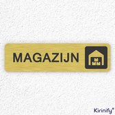 Kirinify - Deurbordje magazijn 15 x 4 cm - Zelfklevend goud deurbordje - Gegraveerd