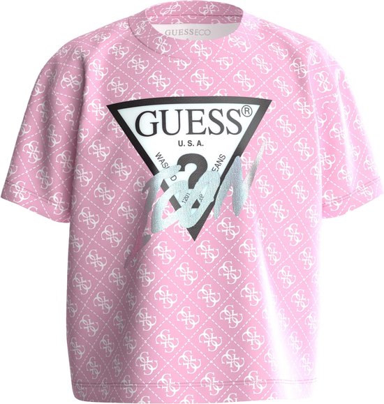 Guess Girls Logo Shirt Roze - Maat 152