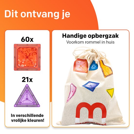 Magnetische Bouwblokken 81x - Magnetic Tiles - Magnetisch Bouwspeelgoed - Constructiespeelgoed - Jongens - 8 Jaar - 9 Jaar - Montessori Speelgoed - Duurzaam Speelgoed - Magneet Speelgoed - Magnetic - Tiles - Educatief - Bouwen - Speelgoed - Kado van Magnetic Tiles — afbeelding 4