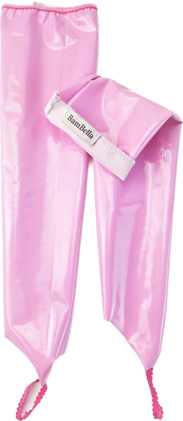 Foto: Bambella handschoenen maat l xl datex mix latex en stof sexy roze glans lak