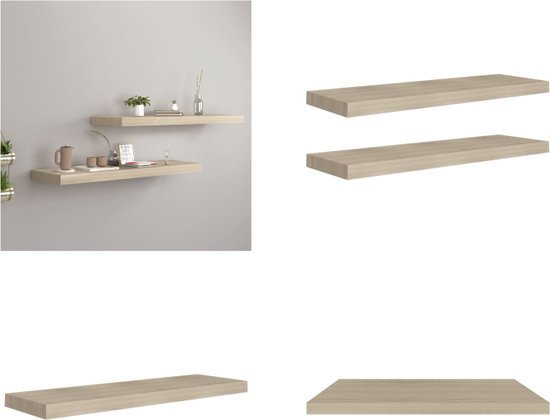 vidaXL Wandschappen zwevend 4 st 60x23,5x3,8 cm MDF eikenkleurig