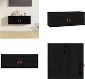 vidaXL Wandkast 80x30x30 cm massief grenenhout zwart - Wandkast - Wandkasten - Hangkast - Hangende Kast