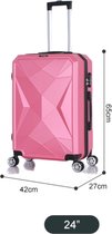 travelsuitcase - Koffer Diamond - Reiskoffer met cijferslot en op wielen - ABS - Roze - Maat L ca 65x42x27 cm