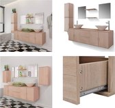 vidaXL Ensemble de meubles de salle de bain 11 pièces avec lavabo et robinet Beige - Meubles de salle de bain - Meubles de salle de bain - Meubles de salle de bain - Meubles de salle de bain