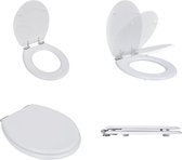 vidaXL Toiletbril soft-close simpel ontwerp MDF wit - Toiletbril - Toiletbrillen - Wc-bril - Wc-brillen