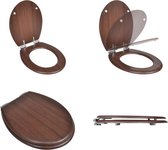 vidaXL Toiletbril soft-close simpel ontwerp MDF bruin - Toiletbril - Toiletbrillen - Wc-bril - Wc-brillen