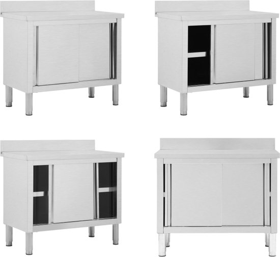 vidaXL 2x Werktafel met Schuifdeuren Keukenwerktafel Tafel Blad Keukentafel Opbergtafel Werkmeubel Meubel Tafels Schuifdeur Roestvrij Staal vidaXL 2x Werktafel met Schuifdeuren Keukenwerktafel Tafel Blad Keukentafel Opbergtafel Werkmeubel Meubel Tafels Schuifdeur Roestvrij Staal
