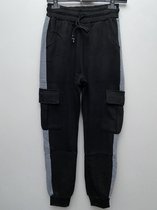 Comfortabele broek met zakken - zwart met grijze streep - unisex - maat XL