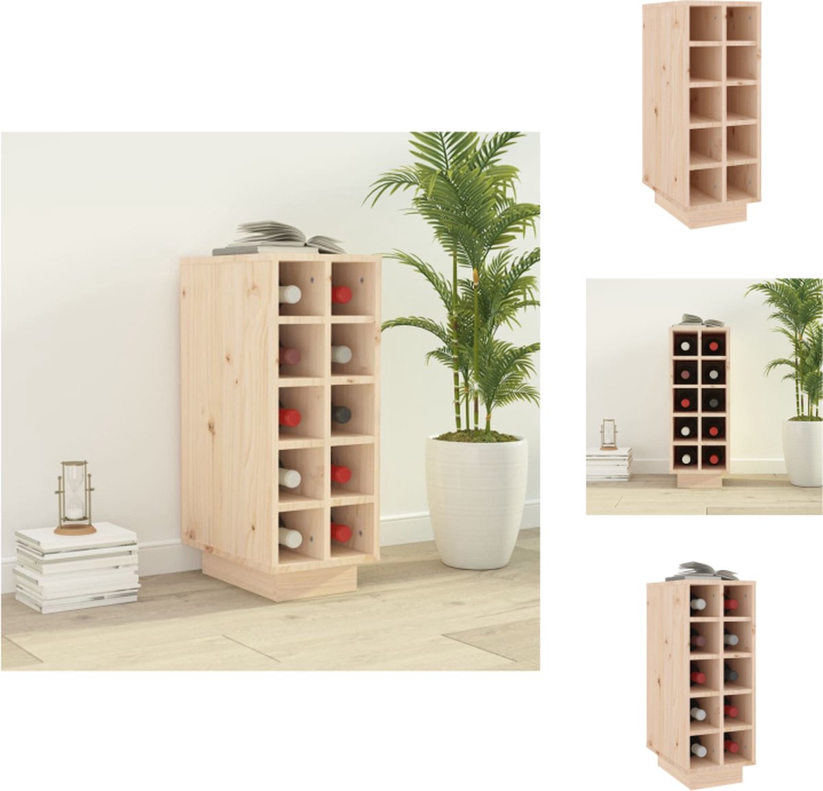 VidaXL Wijnrek Massief Grenenhout 23 x 34 x 61 cm Stabiel frame Wijnrek