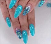 Press On Nails - Nep Nagels - Blauw - Glitter - Almond - Manicure - Plak Nagels - Kunstnagels Nailart - Zelfklevend