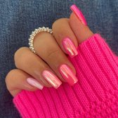 Press On Nails - Nep Nagels - Roze - Glossy - Squared Oval - Manicure - Plak Nagels - Kunstnagels Nailart - Zelfklevend - 11