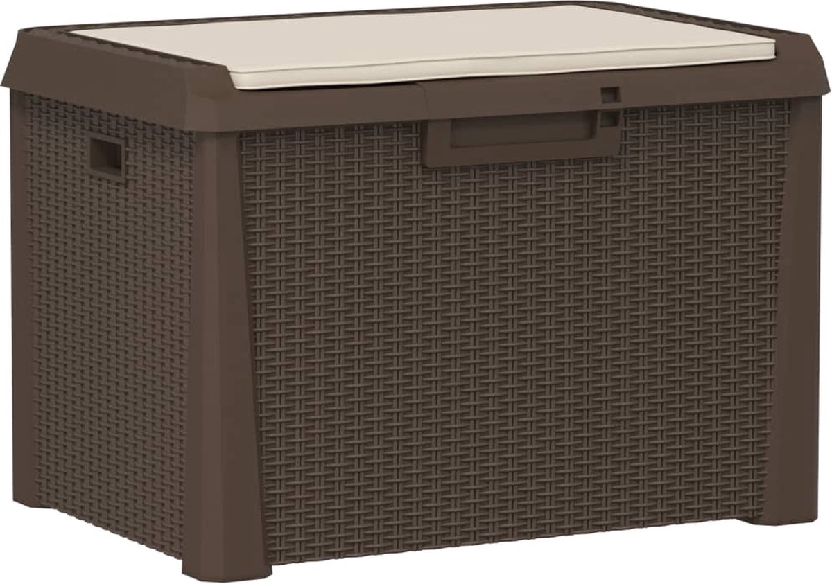 vidaXL - Tuinbox - met - zitkussen - 125 - L - polypropeen - bruin