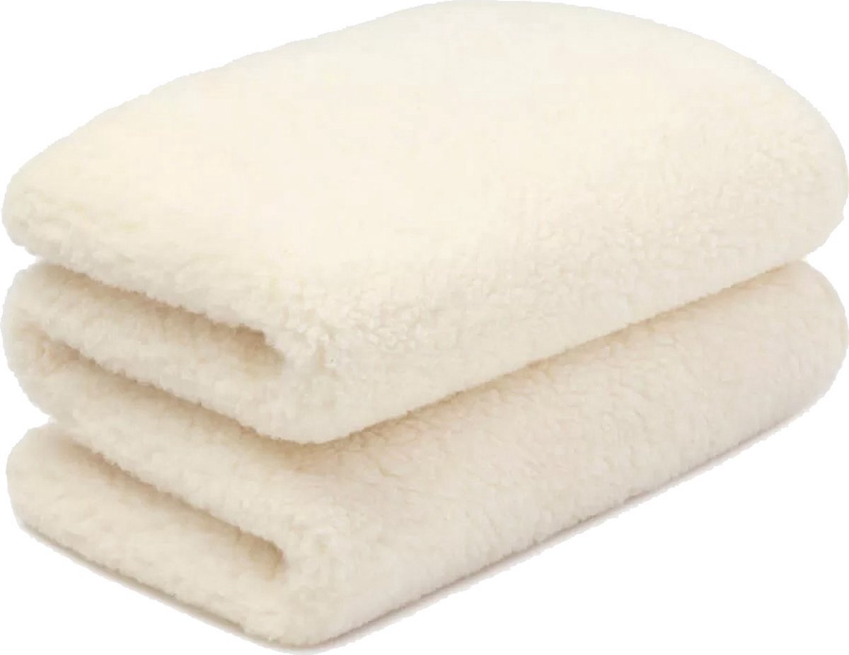 MERINOWOL Wiegdeken - TWEELAAGS- 75X100CM - kleur: Natural