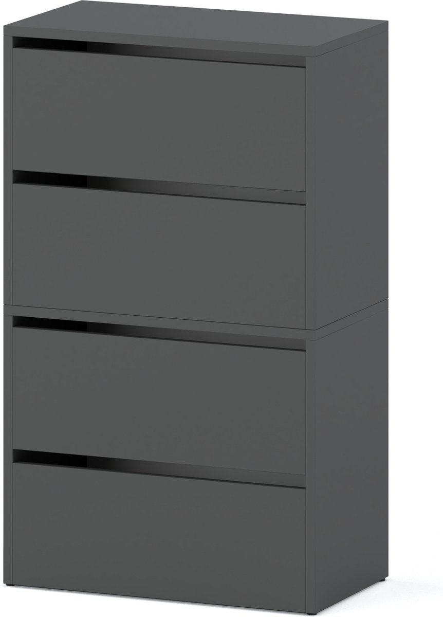 Meubel Square - Schoenenkast STEP - Set van 2 - Grijs - Modulaire schoenenkast zonder handgrepen