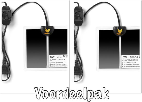 Voordeelpak (2) warmtematten 14 x 15 cm - Extra voordelig- 2 stuks warmtemat - 7 Watt - met regelaar - voor kuikens - kwartels - vogels - reptielen - amfibieën