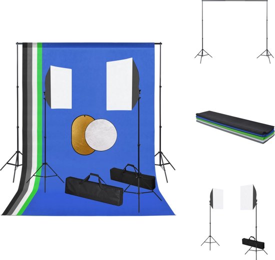 Foto: Vidaxl studiolampen achtergrondset 5 achtergronden statief 90 208 cm softboxlamp 40x60 cm reflectoren 5 in 1 2 in 1 fotostudio set