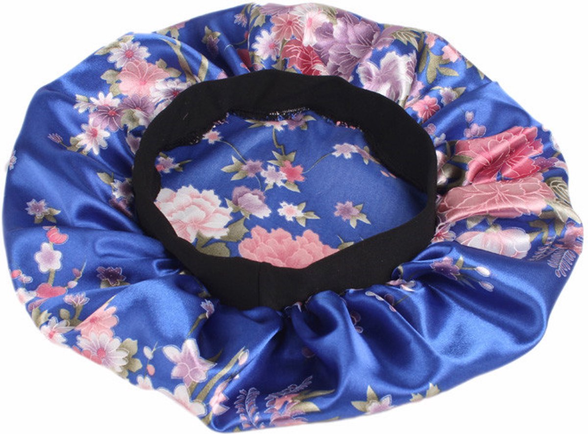 Blauw Roze bloemen Satijnen Slaapmuts AfricanFabs® / Hair Bonnet / Haar bonnet van Satijn / Satin bonnet / Afro nachtmuts