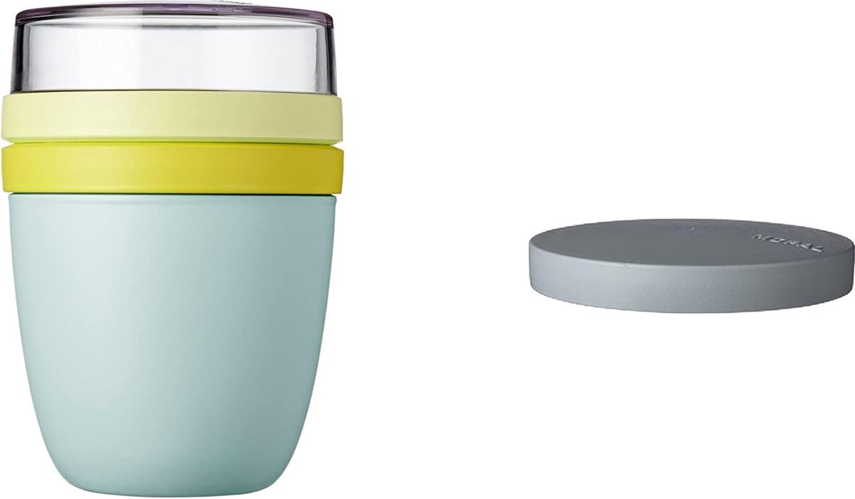 Lunchpot Switch Ellipse - maak van je lunchpot een snackpot - Praktische mueslibeker - Geschikt voor vriezer, magnetron en vaatwasser - Limited Edition Lemon Vibe