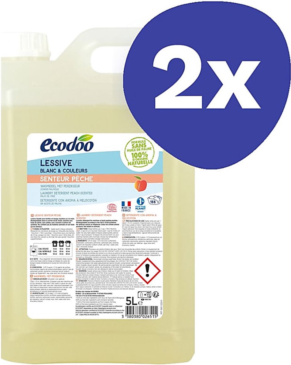Goedkoopste Ecodoo Vloeibaar Wasmiddel Geconcentreerd Perzik 5L (160 wasbeurten) (2x 5L