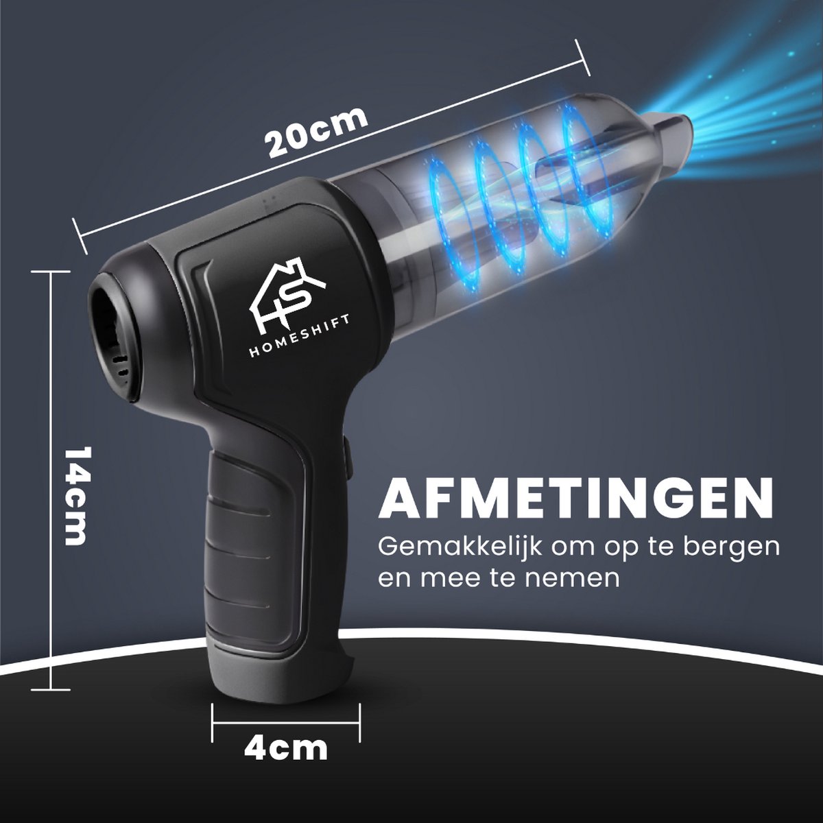 HomeShift® Auto Stofzuiger Draadloos V2 - Kruimelzuiger - Handstofzuiger - Kleine Stofzuiger - Draadloze stofzuiger - Air Duster - Nat & Droog - Zwart — afbeelding 7