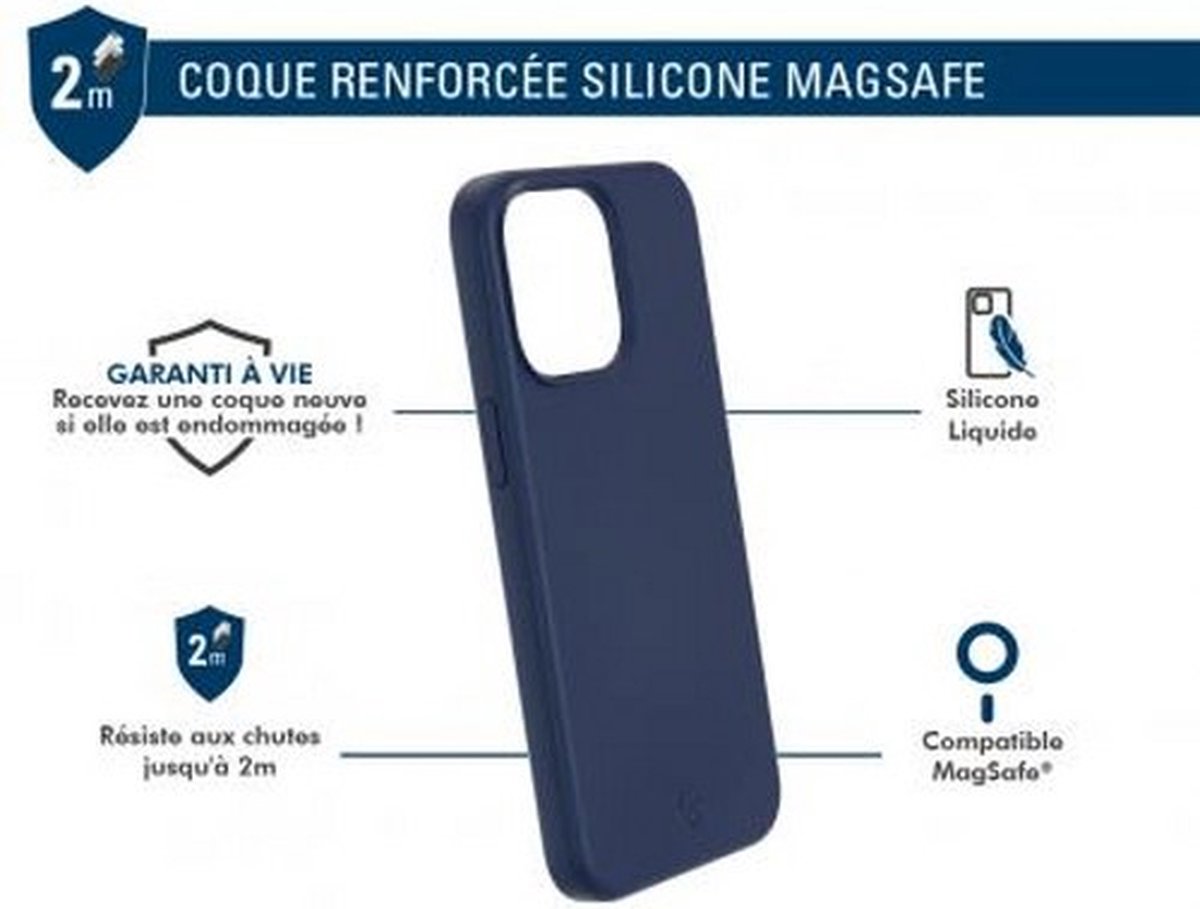 Bigben Connected, MagSafe-compatibel, met siliconen versterkt hoesje voor iPhone 15 Pro Max, Marineblauw