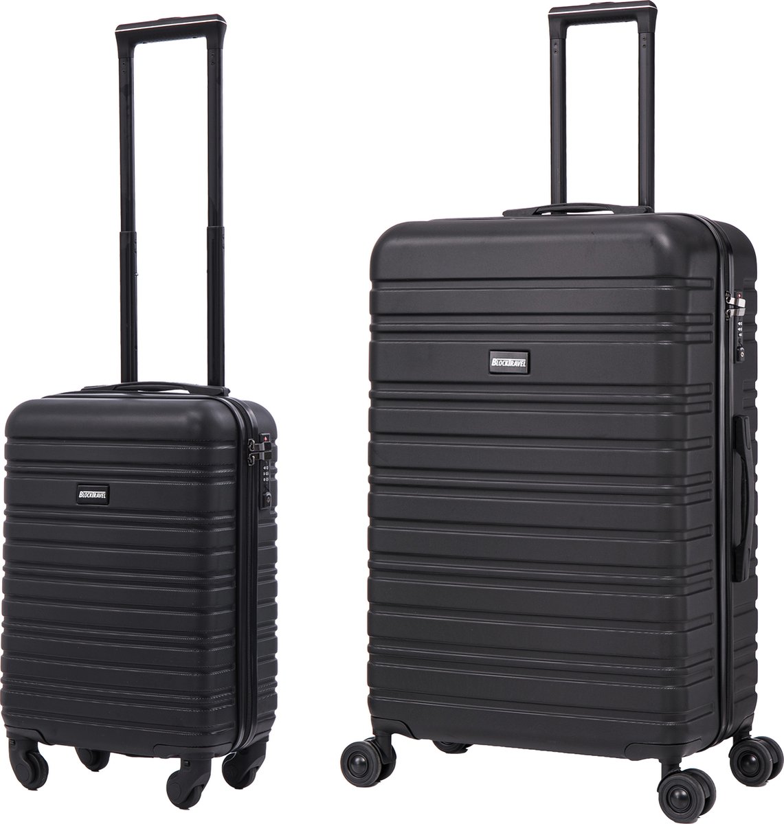 BlockTravel - kofferset - 2 delig - ABS - ruimbagage en handbagage - 29 en 95 liter - inbouw TSA slot - zwart