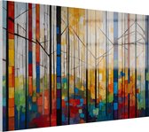 Bos abstract schilderij - Kleurrijk glas schilderijen - Glasschilderijen bomen - Wanddecoratie klassiek - Acrylaat - Woondecoratie - 120 x 80 cm 5mm