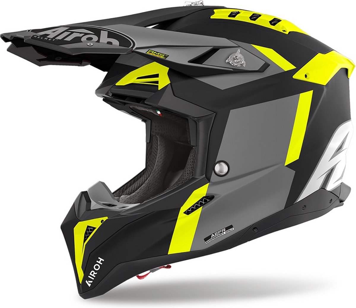 Airoh Helm Aviator 3 AMS² Glory mat zwart grijs fluo geel L