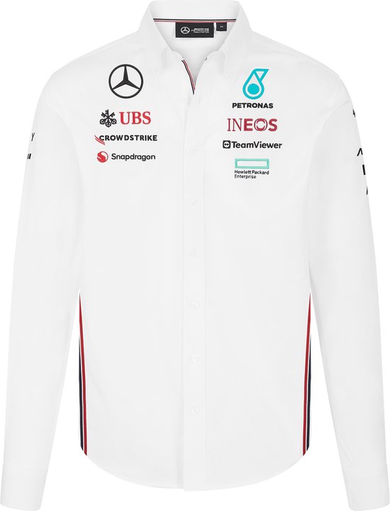 Mercedes Teamline Blouse Wit 2024 M - Toto Wolff - Lewis Hamilton - George Russel - Formule 1