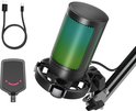 Fifine A6T USB microfoon met boom arm, popfilter en USB-kabel.