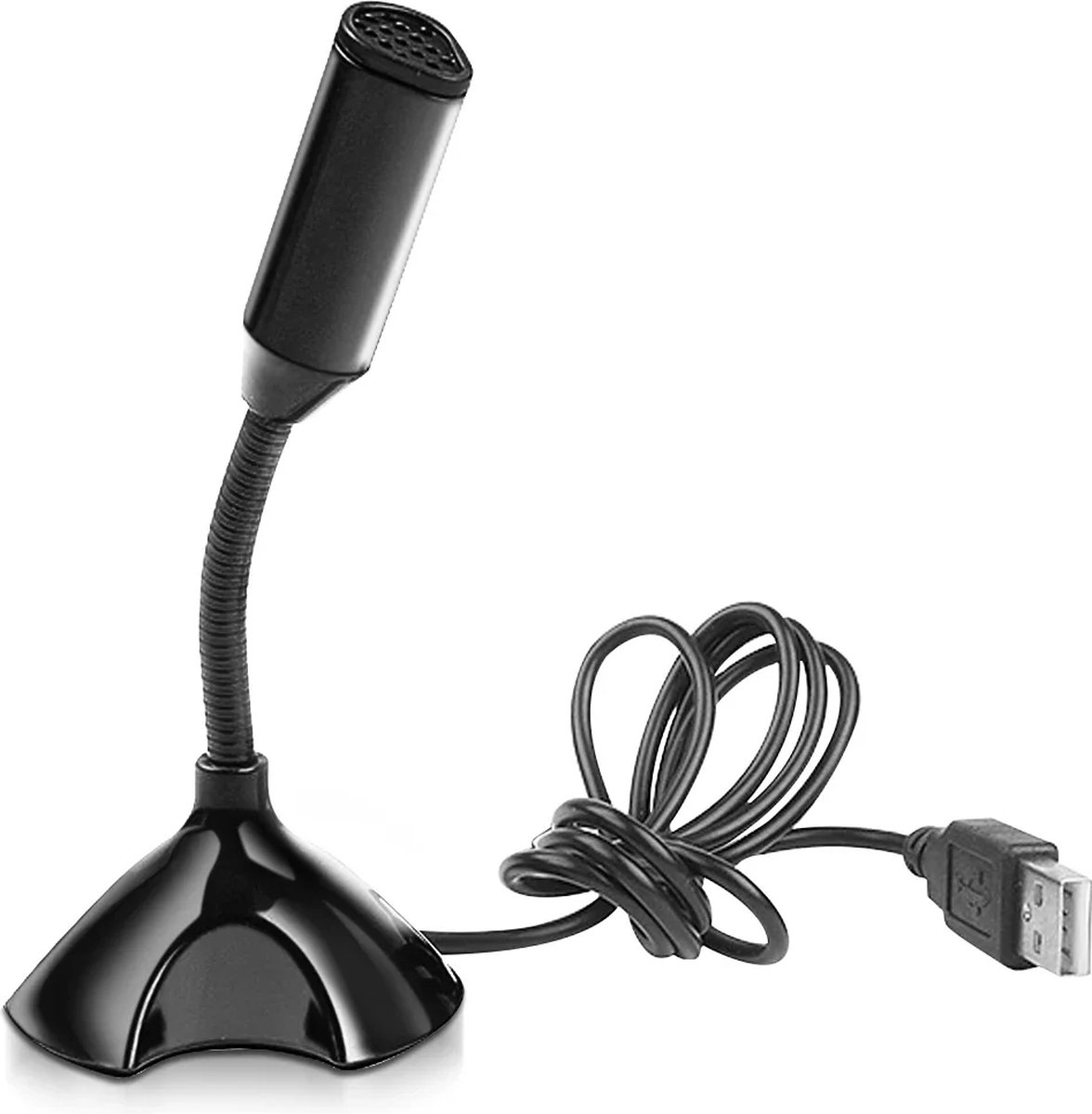 DrPhone MPM - Mini Microfoon Met Houder - USB - Verstelbaar - Plug & Play - Compact - Plastic - Zwart - DrPhone