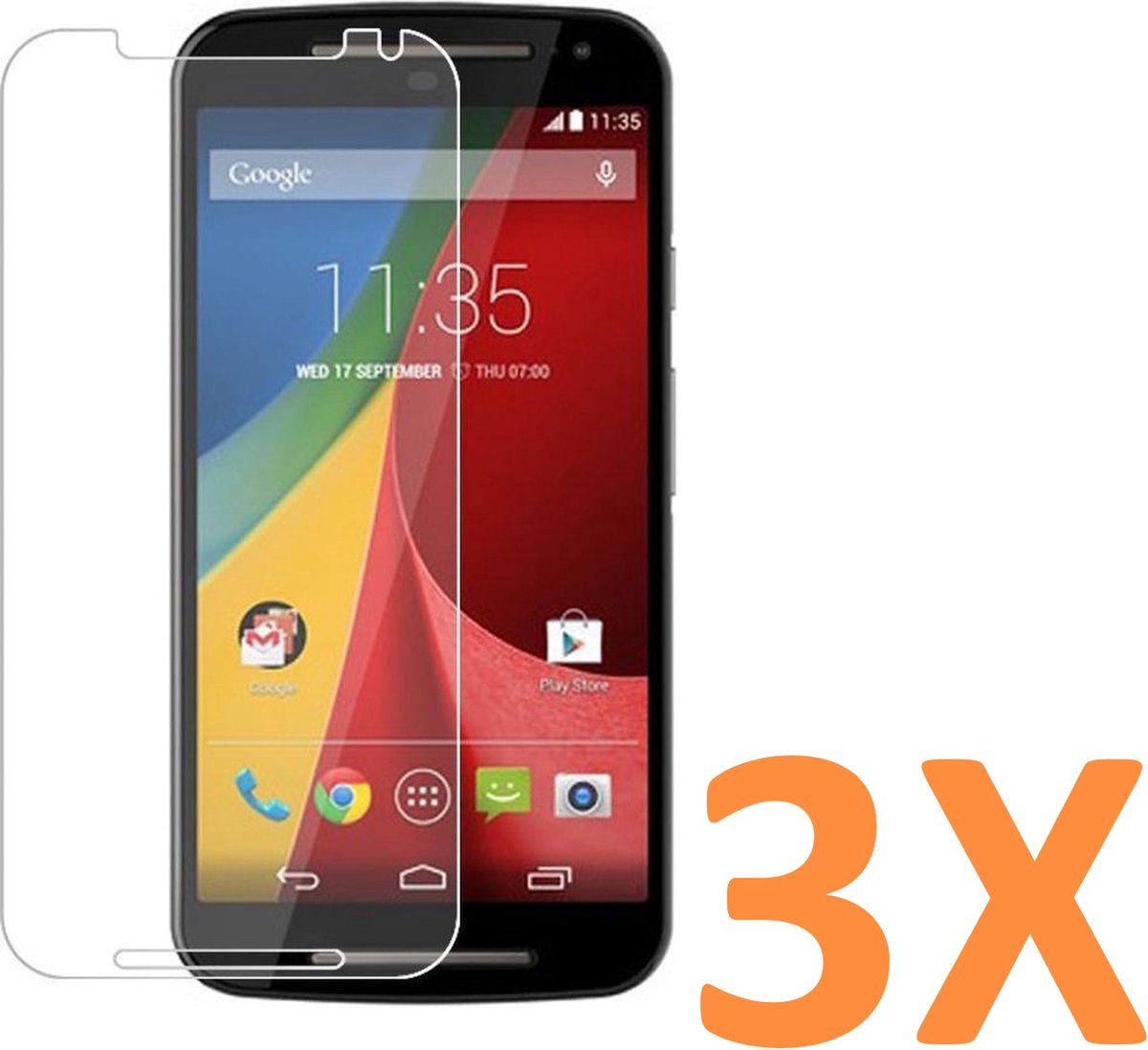 Screenprotector Glas - Tempered Glass Screen Protector Geschikt voor: Motorola MOTO G3 - 3x