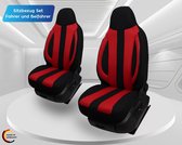 MD502 Autostoelhoezen compatibel met Skoda Enyaq bestuurder en passagiers vanaf 2021 / autostoelhoezen, set van 2 stuks, zwart/rood