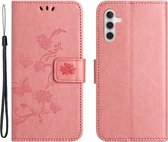 Coverup Bloemen & Vlinders Book Case - Geschikt voor Samsung Galaxy A35 Hoesje - Pink