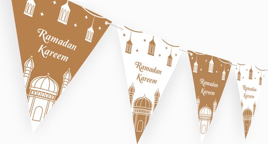 Décoration du Ramadan | Ligne de drapeau du Ramadan de Fotofabriek | Ramadan Mubarak | Décoration du Ramadan | Guirlande de Ramadan | Beige