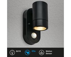 BRILONER - LED Wandlamp buiten - buitenlamp met bewegingssensor - IP54 - 30-seconden lichtduur - 15 × 7 x 9,5 cm - Zwart