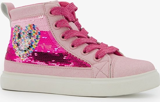 Blue Box hoge meisjes sneakers roze met pailletten - Maat 24 - Uitneembare zool