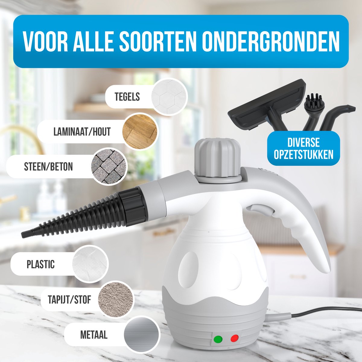 Strex Stoomreiniger Extra Krachtig - 1200W - 4bar - Alles-in-één Multifunctionele Handstomer - Vlekkenreiniger - Voor Vloer / Tapijt / Badkamer / Zetel / Textiel / Meubels Auto Bank Matras / Bekleding thumbnail 3